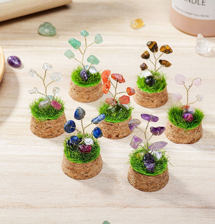 Natural crystal tree mini terrarium, feng shui decoration
