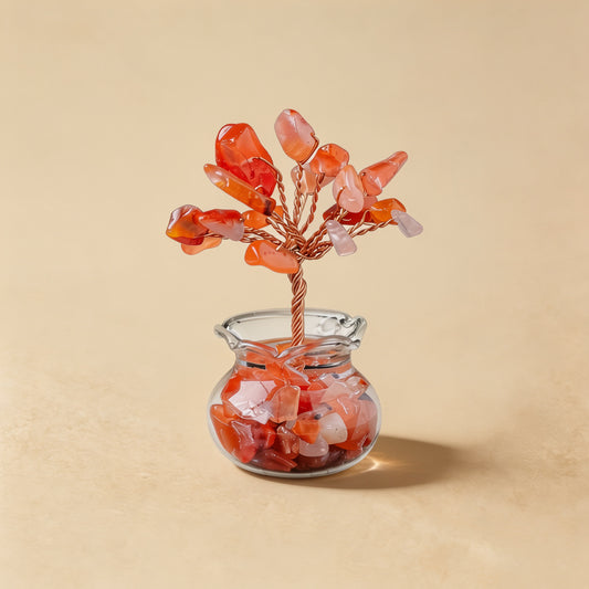 Natural red agate crystal tree mini treasure bowl, feng shui decoration