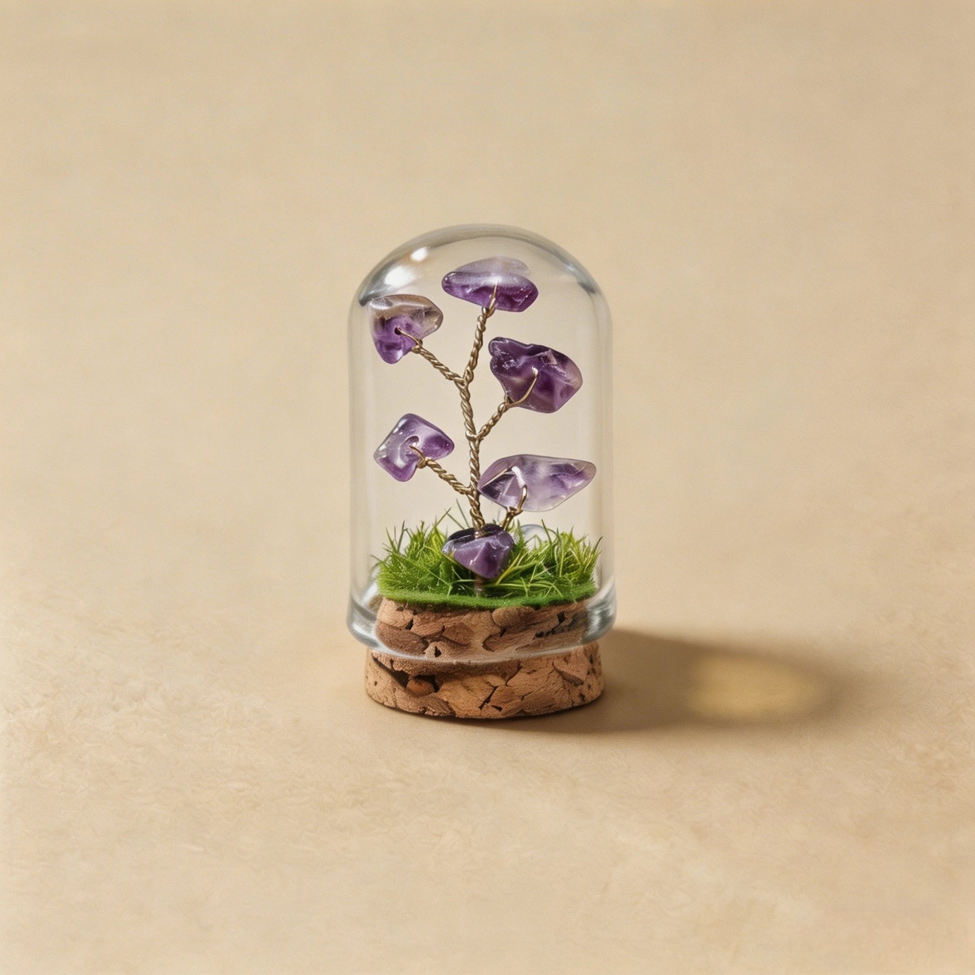 Natural amethyst crystal tree mini terrarium, feng shui decoration