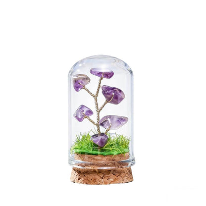 Natural amethyst crystal tree mini terrarium, feng shui decoration