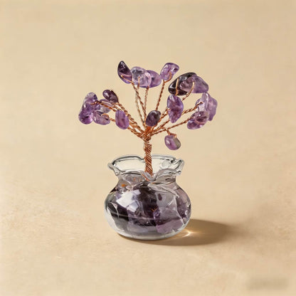 Natural amethyst crystal tree mini treasure bowl, feng shui decoration