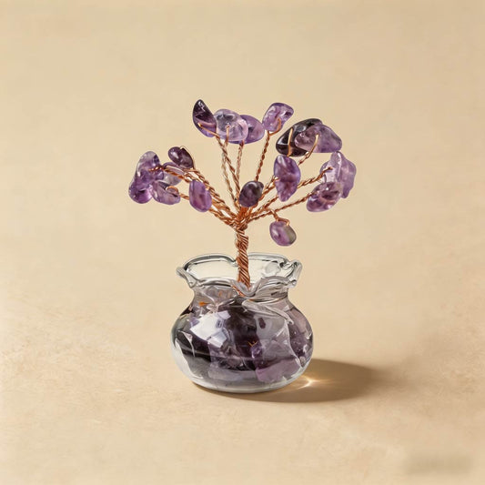 Natural amethyst crystal tree mini treasure bowl, feng shui decoration