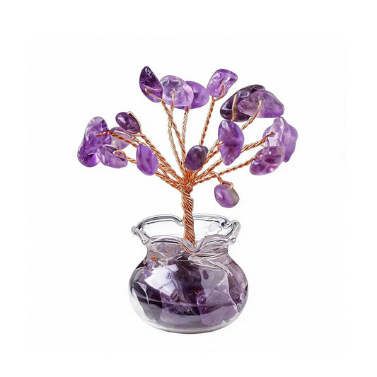 Natural amethyst crystal tree mini treasure bowl, feng shui decoration