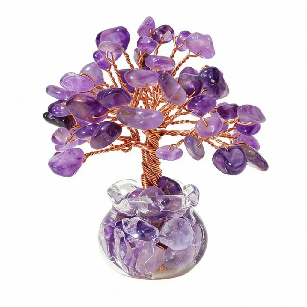 Natural amethyst crystal tree mini treasure bowl, feng shui decoration