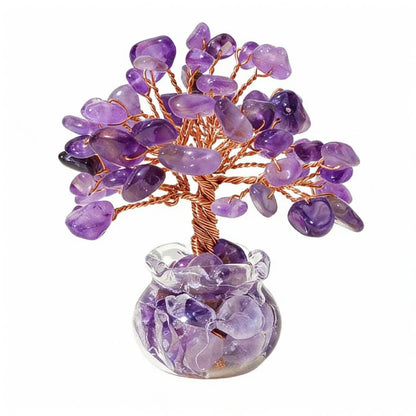 Natural amethyst crystal tree mini treasure bowl, feng shui decoration