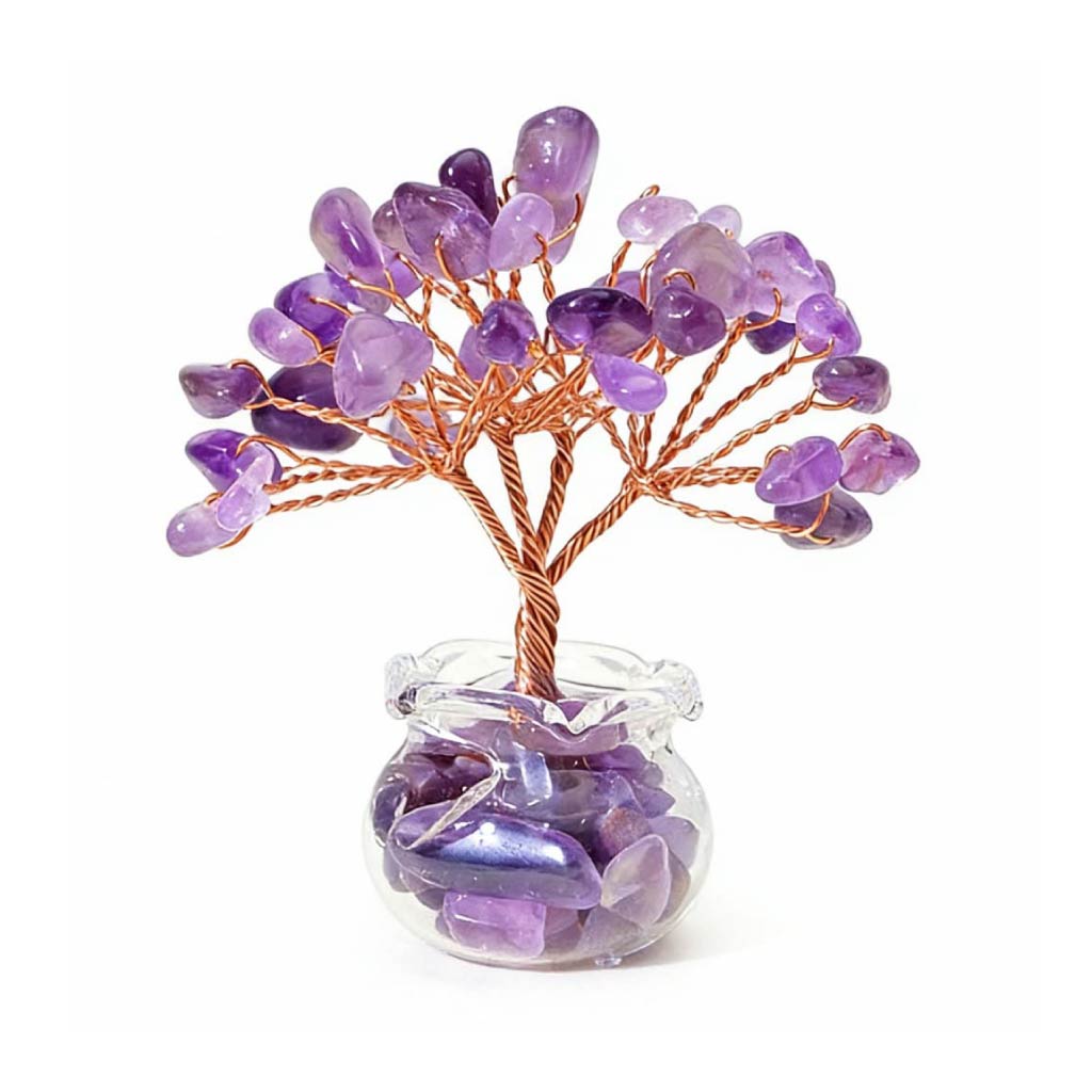Natural amethyst crystal tree mini treasure bowl, feng shui decoration
