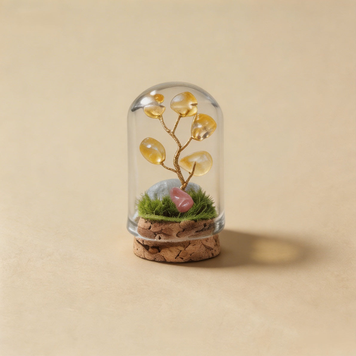 Natural citrine crystal tree mini terrarium, feng shui decoration