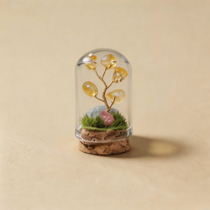 Natural citrine crystal tree mini terrarium, feng shui decoration