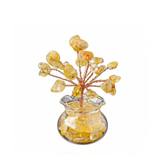Natural citrine crystal tree mini treasure bowl, feng shui decoration