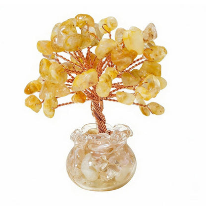 Natural citrine crystal tree mini treasure bowl, feng shui decoration