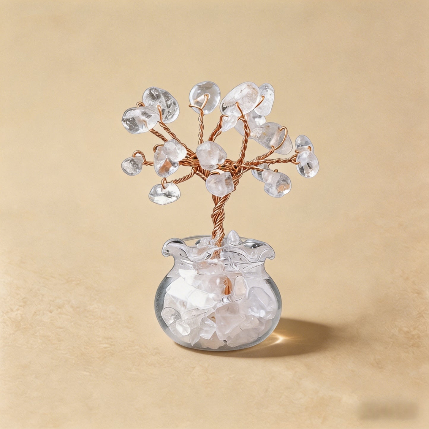 Natural clear quartz crystal tree mini treasure bowl, feng shui decoration