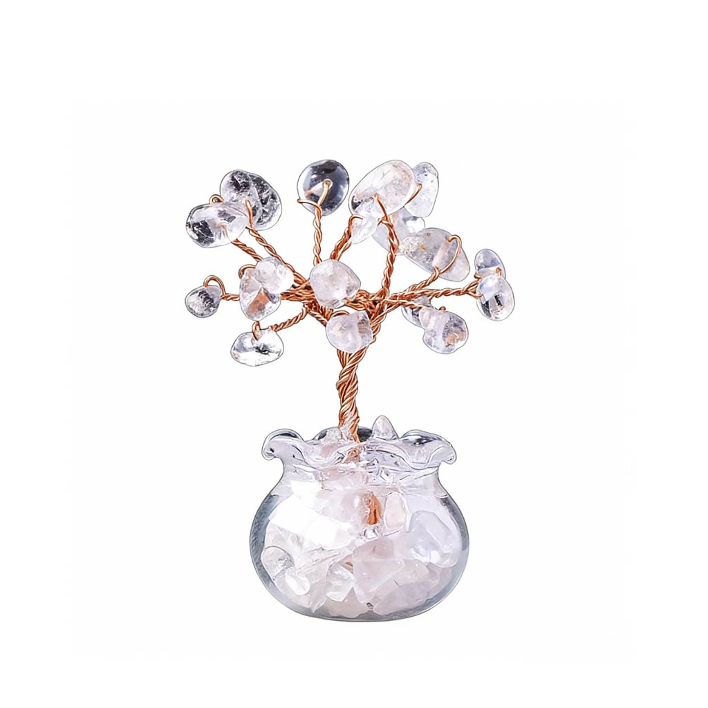Natural clear quartz crystal tree mini treasure bowl, feng shui decoration