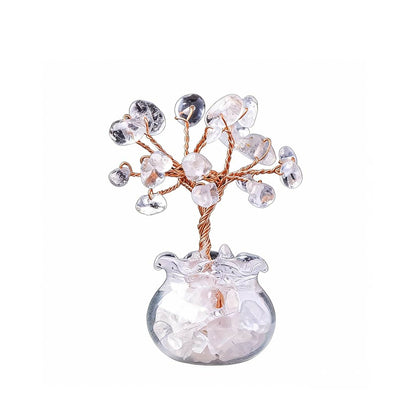 Natural clear quartz crystal tree mini treasure bowl, feng shui decoration