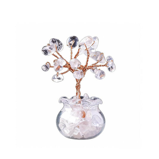 Natural clear quartz crystal tree mini treasure bowl, feng shui decoration