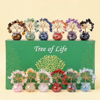 Natural mini treasure bowl crystal tree gift set, home bedroom decor