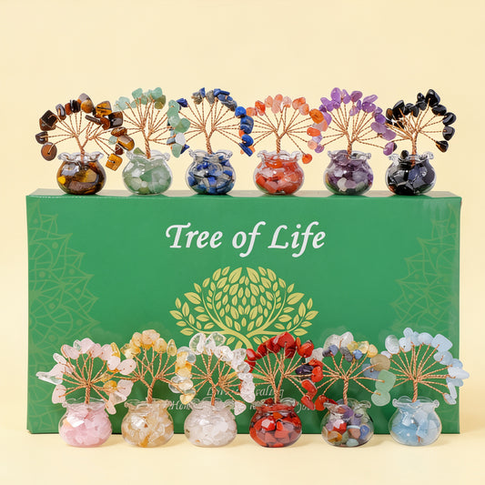 Natural mini treasure bowl crystal tree gift set, home bedroom decor