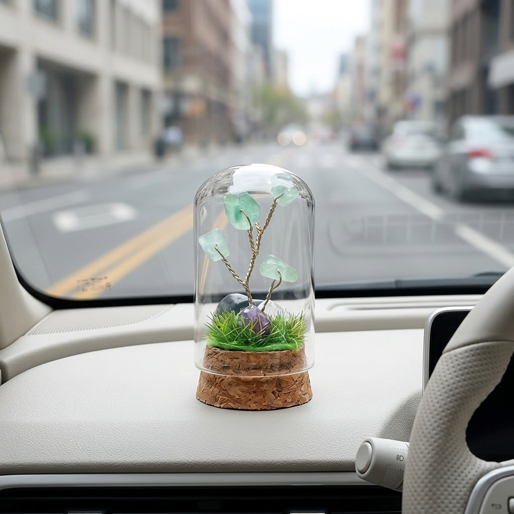 Natural crystal tree mini terrarium, feng shui decoration