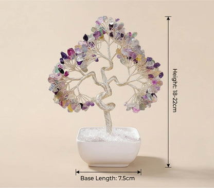 Natural crystal tree with ceramic base, feng shui decoration