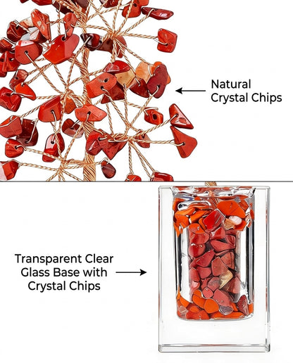 Natural crystal tree clear glass base, feng shui decoration
