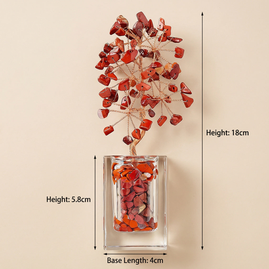 Natural crystal tree clear glass base, feng shui decoration