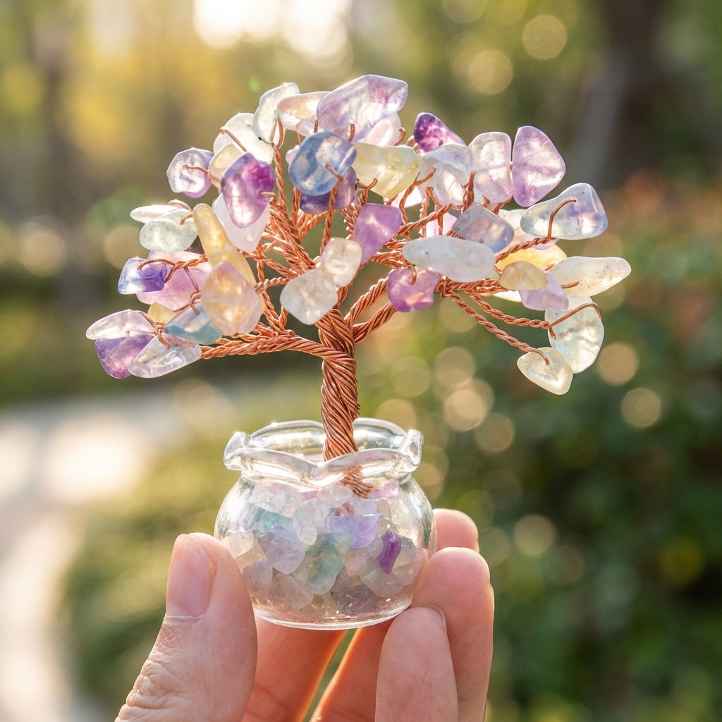 Natural crystal tree mini treasure bowl, feng shui decoration