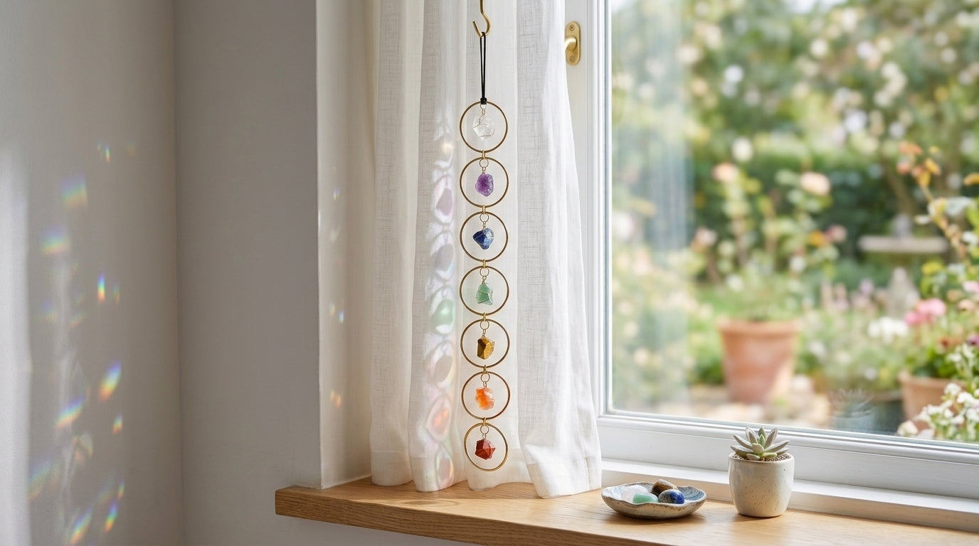 Natural crystal wall hanging, feng shui decoration