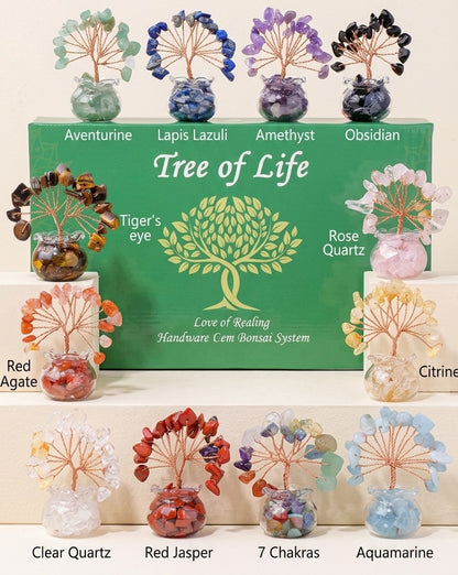 Natural mini treasure bowl crystal tree gift set, home bedroom decor