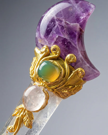 natural amethyst moon crystal wand 