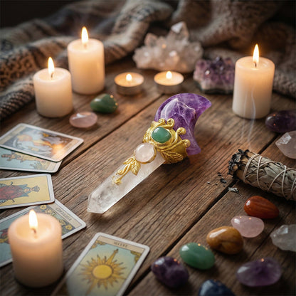 natural amethyst moon crystal wand 