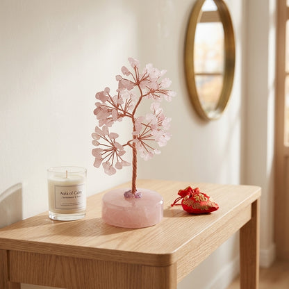 Rose Quartz Crystal Lucky Tree, Love & Healing Bedroom Decoration