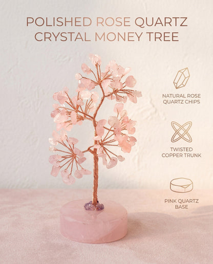 Rose Quartz Crystal Lucky Tree, Love & Healing Bedroom Decoration