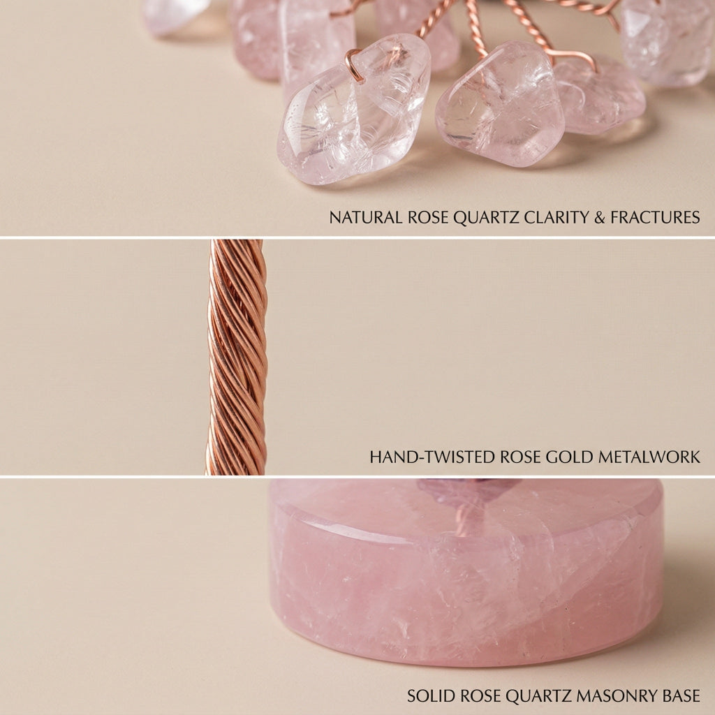 Rose Quartz Crystal Lucky Tree, Love & Healing Bedroom Decoration