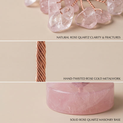 Rose Quartz Crystal Lucky Tree, Love & Healing Bedroom Decoration