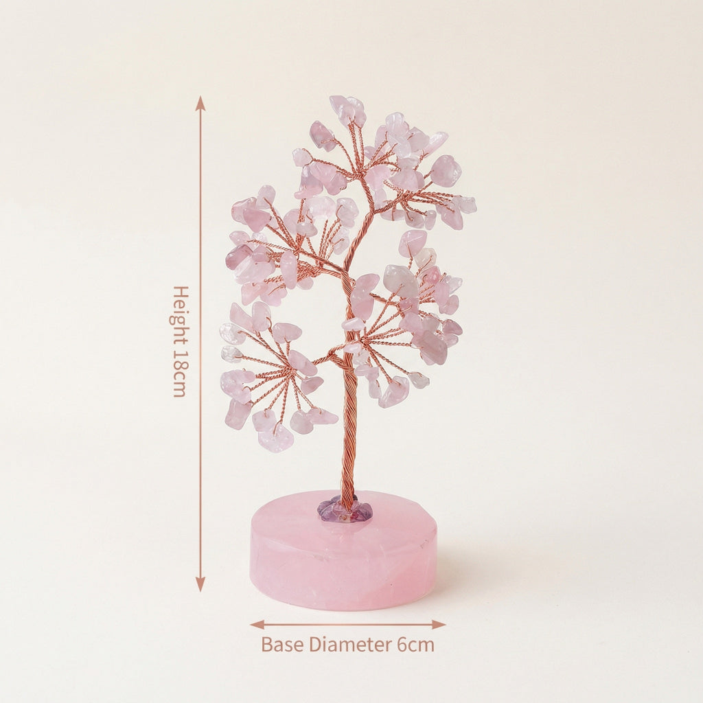 Rose Quartz Crystal Lucky Tree, Love & Healing Bedroom Decoration