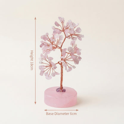 Rose Quartz Crystal Lucky Tree, Love & Healing Bedroom Decoration
