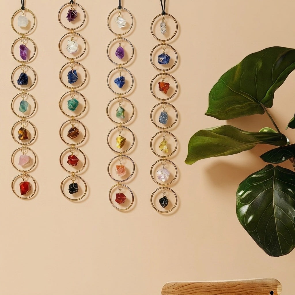 Natural raw crystal wall hanging, feng shui decoration