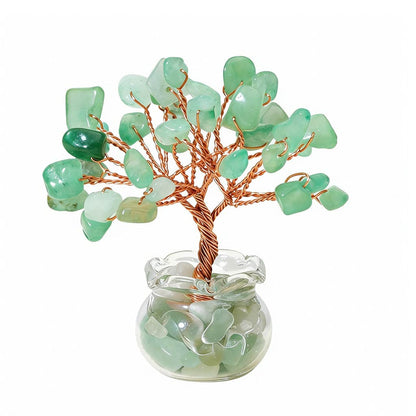 Natural green aventurine crystal tree mini treasure bowl, feng shui decoration