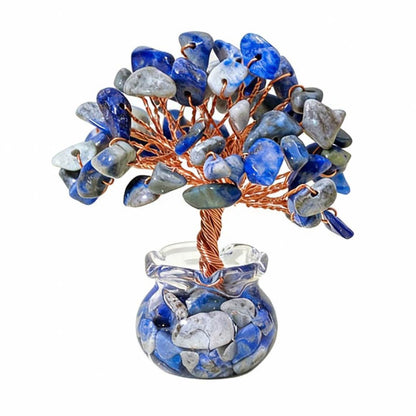Natural lapis lazuli crystal tree mini treasure bowl, feng shui decoration