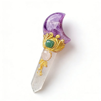 natural amethyst moon crystal wand 