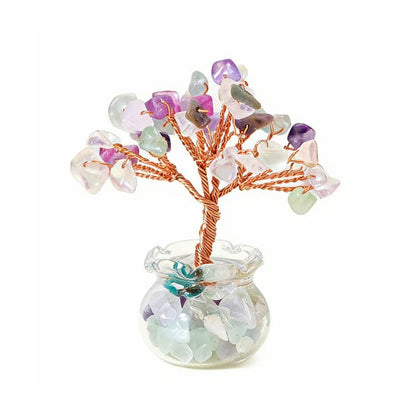 Natural rainbow fluorite crystal tree mini treasure bowl, feng shui decoration