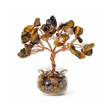 Natural tigers eye crystal tree mini treasure bowl, feng shui decoration